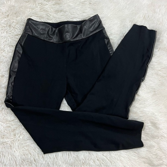 Express Columnist High Waisted Vegan Leather Knit Ankle Pant - Picture 2 of 12